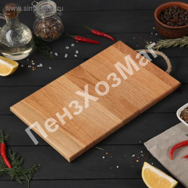 Доска разделочная с верёвочной ручкой Mаgistrо, 29×18×1,2 см, дуб ПензХозМаг