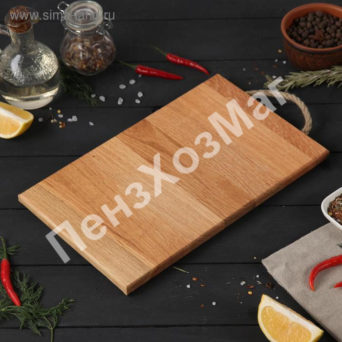 Доска разделочная с верёвочной ручкой Mаgistrо, 29×18×1,2 см, дуб ПензХозМаг