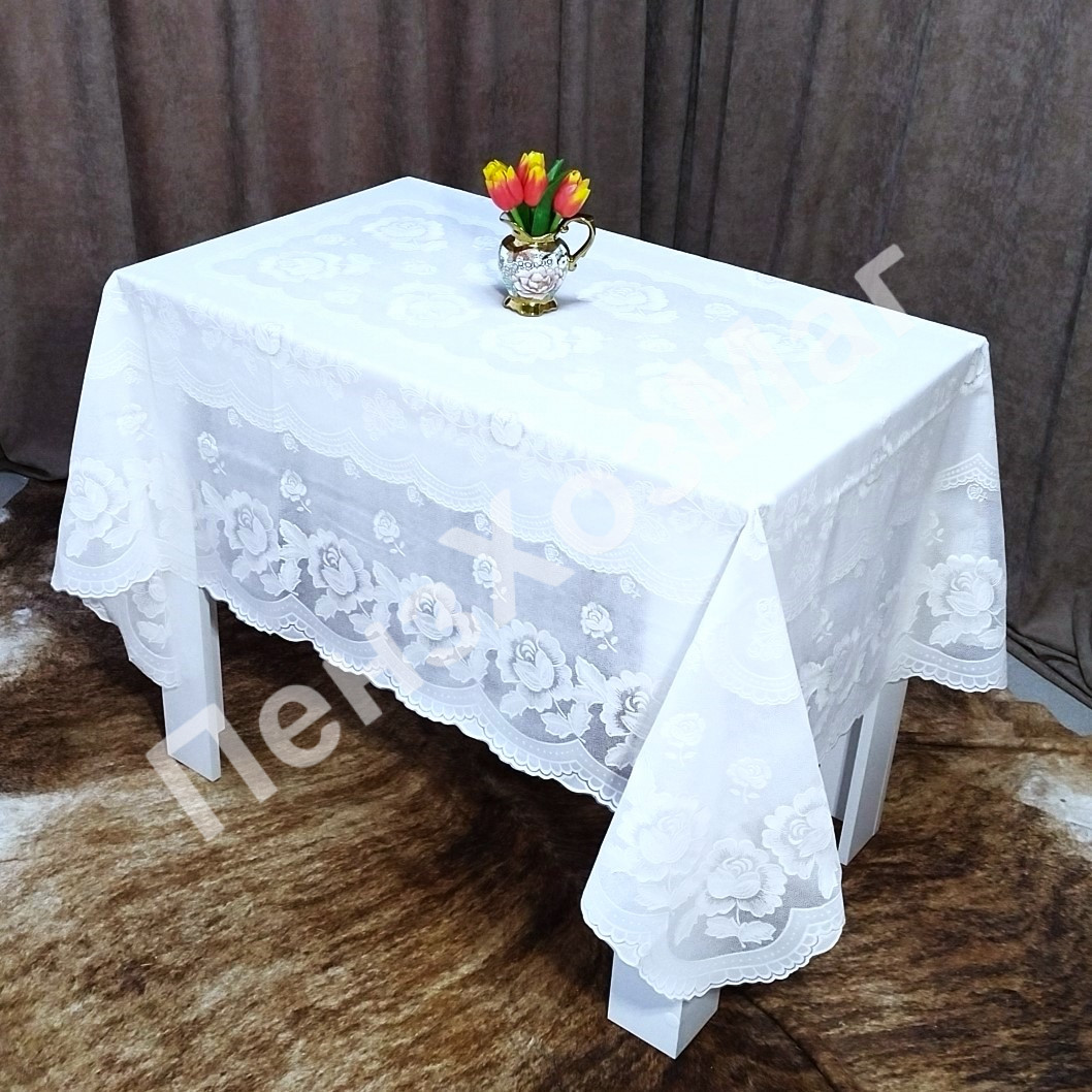 Скатерть виниловая 137*183 см. Прямоугольная. WHITE ПензХозМаг