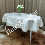 Скатерть «ЭКСКЛЮЗИВ ЖАККАРД» ОВАЛ тканевая с TPU р 1.40*1.80 м. [EO-T06-140180] ПензХозМаг