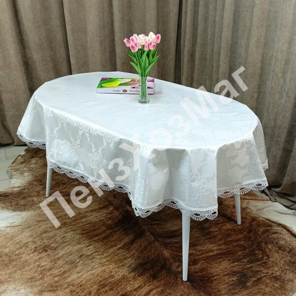 Скатерть «Exclusive» ОВАЛ на тканевой основе, р 1,40*1.80 м. [EKLO-1055-180] ПензХозМаг