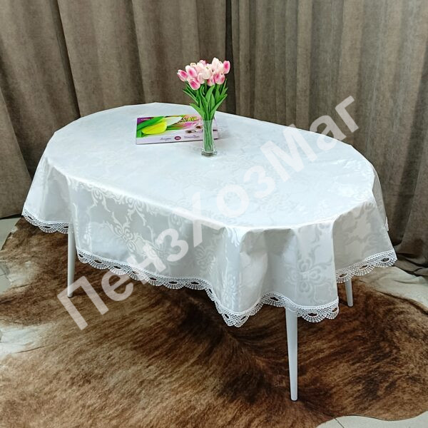 Скатерть «Exclusive» ОВАЛ на тканевой основе, р 1,40*2.20 м. [EKLO-1055-220] ПензХозМаг